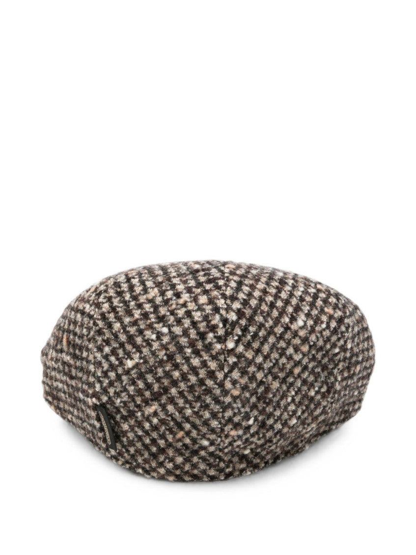 Brown Parigi Houndstooth Flat Hat 2