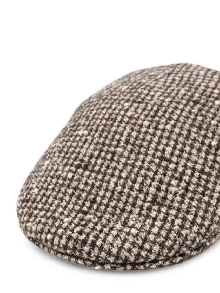 Brown Parigi Houndstooth Flat Hat 3