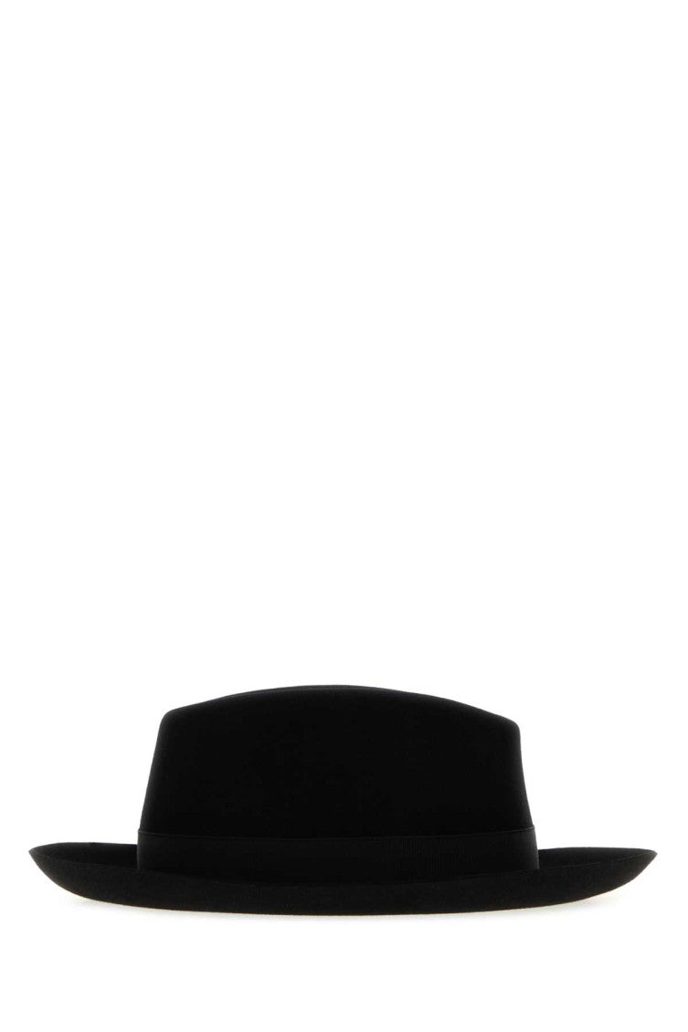 Black Solid Fedora Hat 2