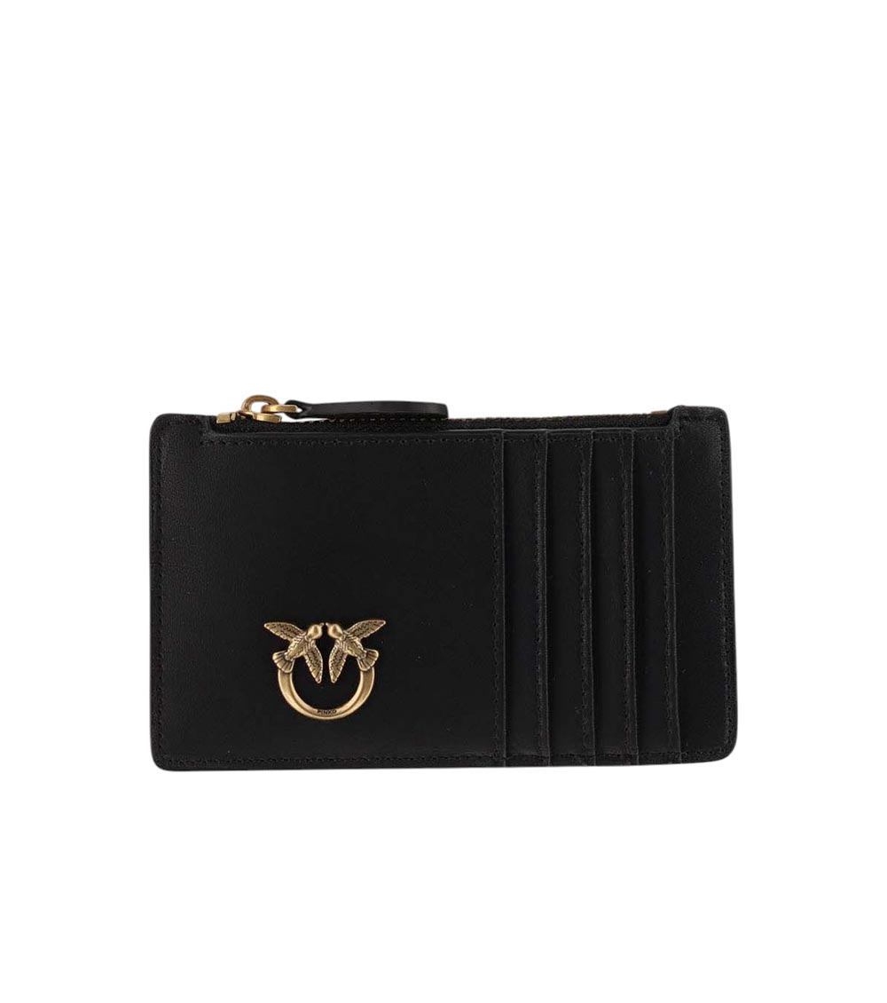 Black LOVE BIRDS LEATHER CARD HOLDER 1