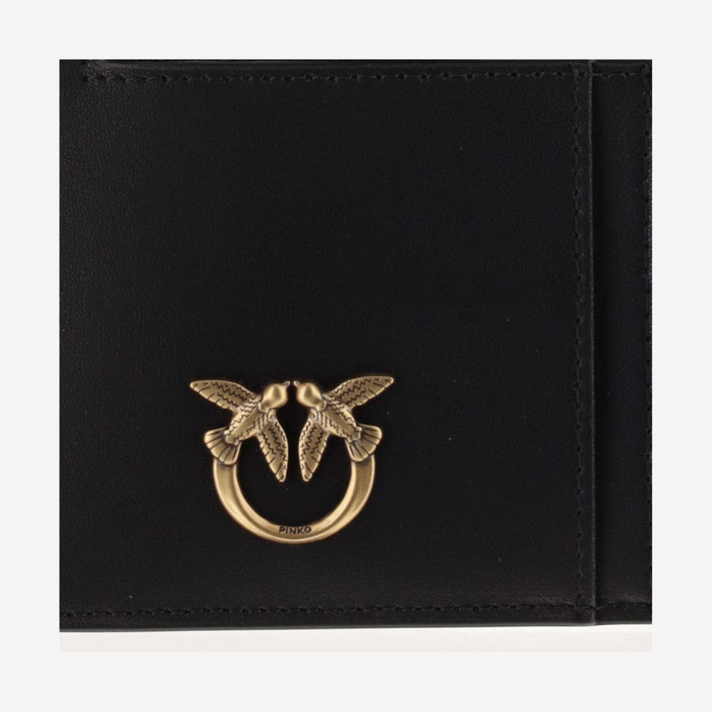 Black LOVE BIRDS LEATHER CARD HOLDER 3