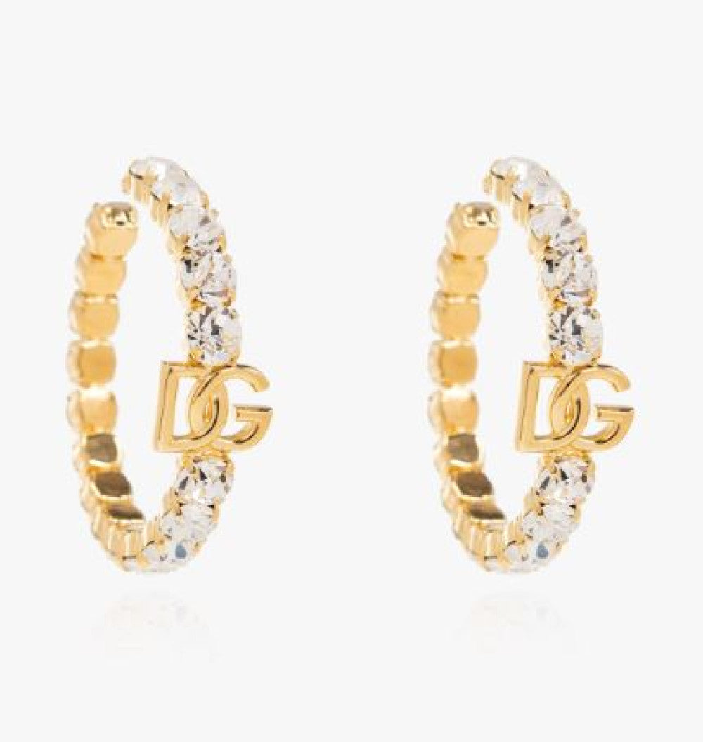 Golden Logo Crystal Earrings 1