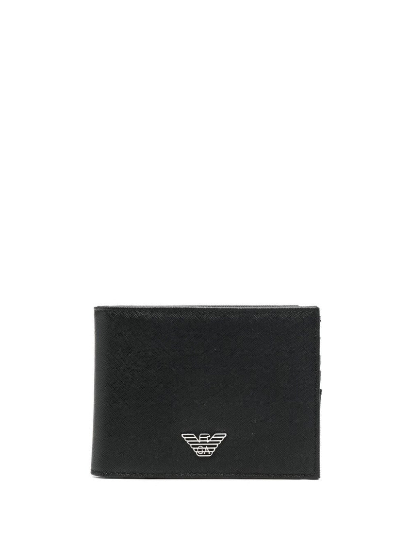 Black Logo leather wallet 1