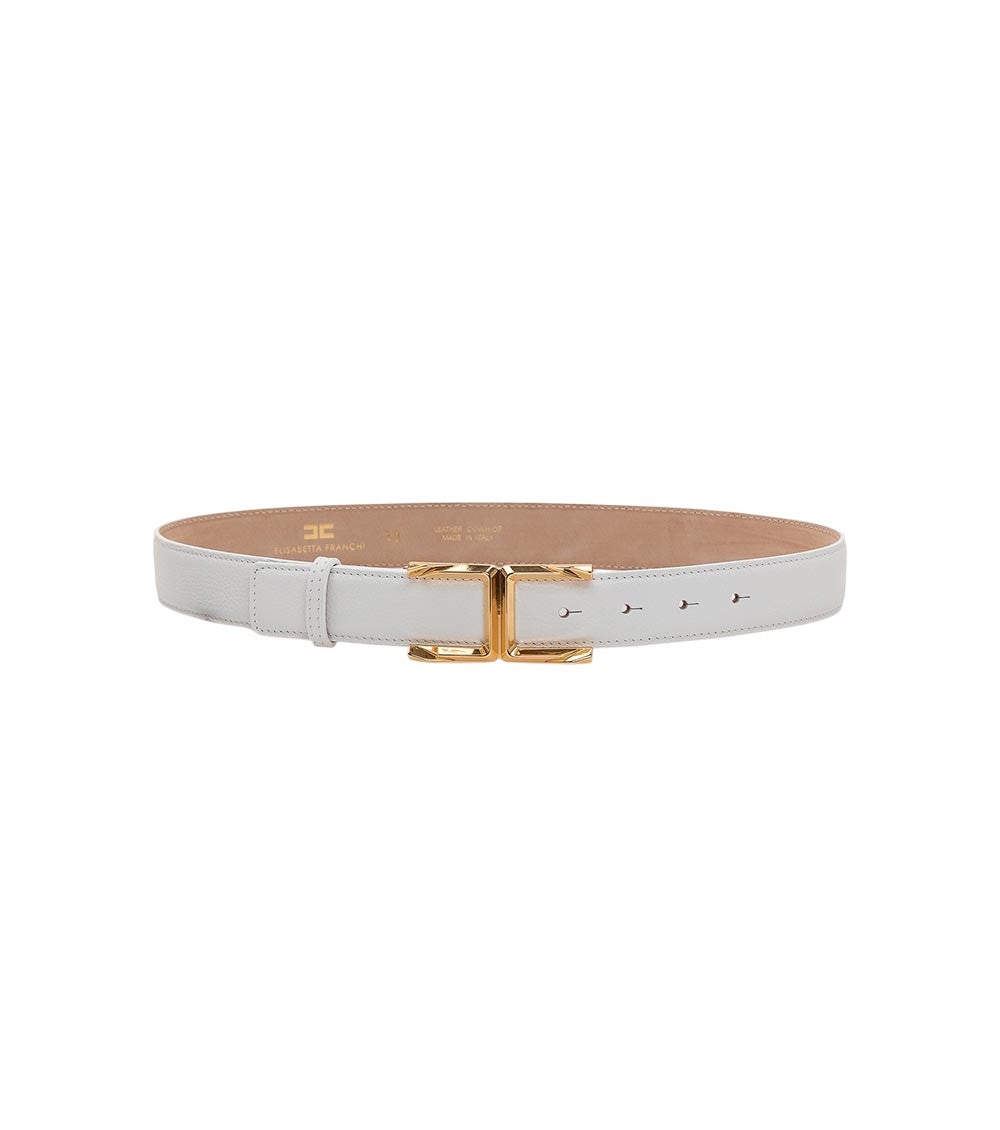White Logo Buckle Belt 1