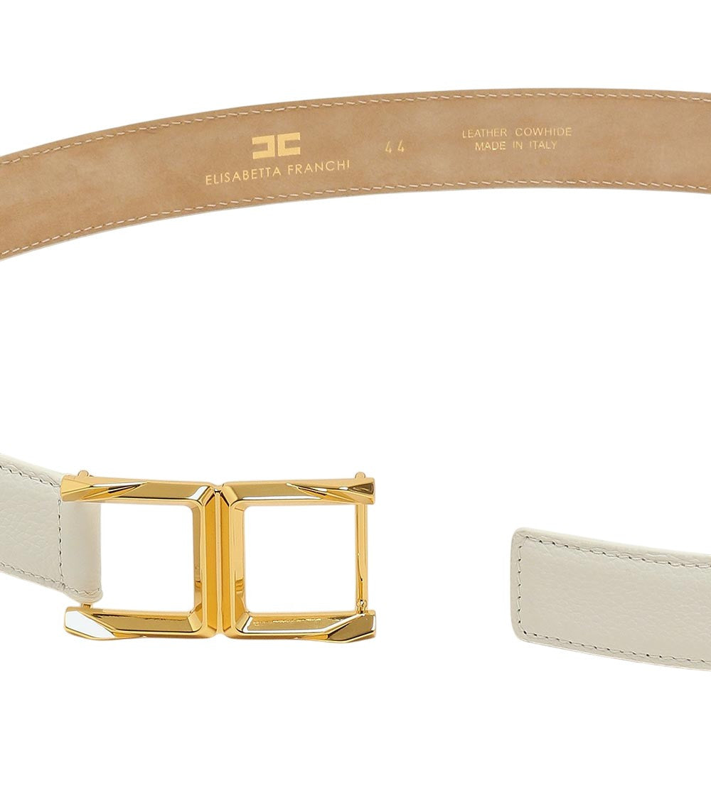 White Logo Buckle Belt 2