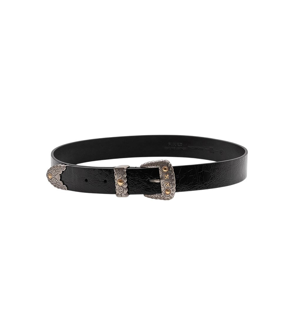 Black Logo Buckle Belt 1
