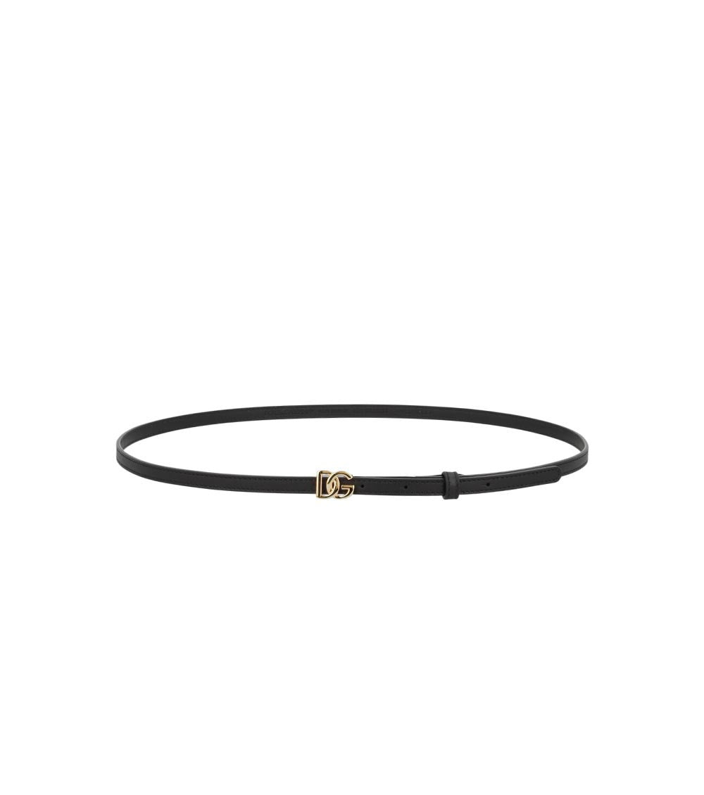 Black Solid Logo Buckle Belt 1