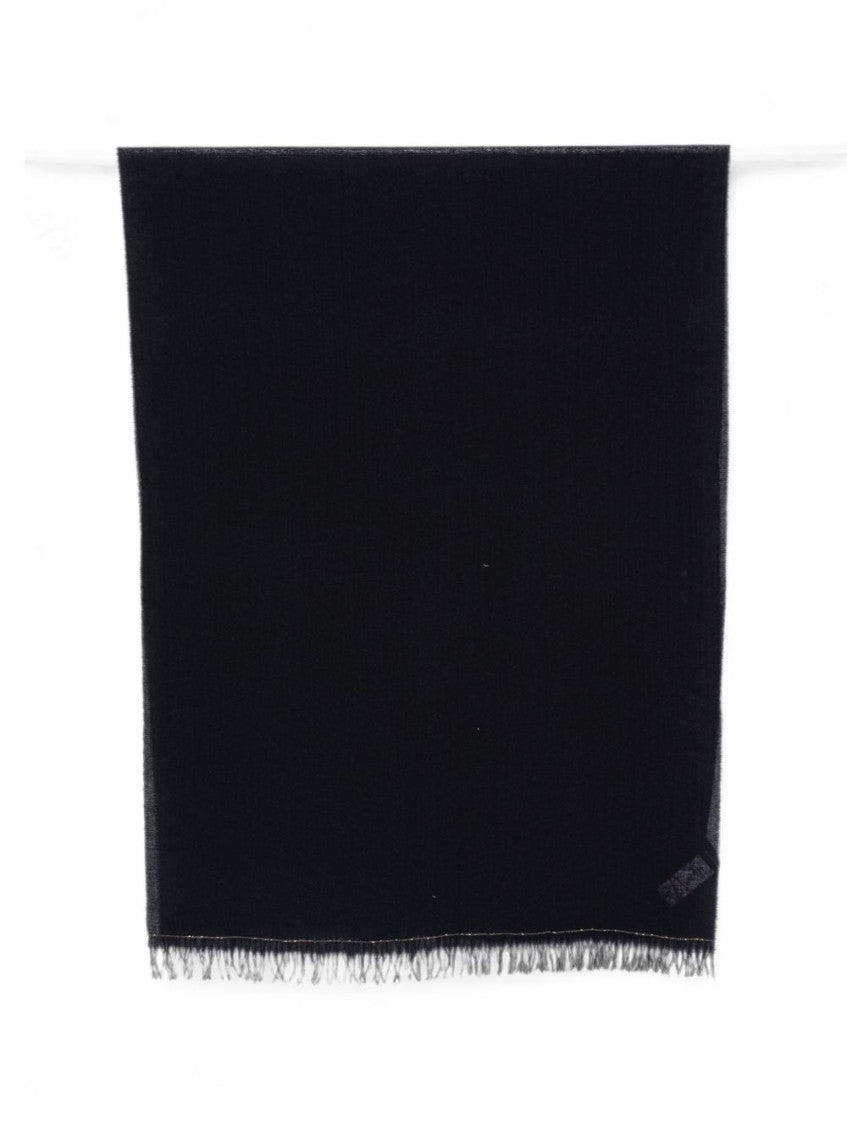 Navy Blue Wool Solid Scarf 1