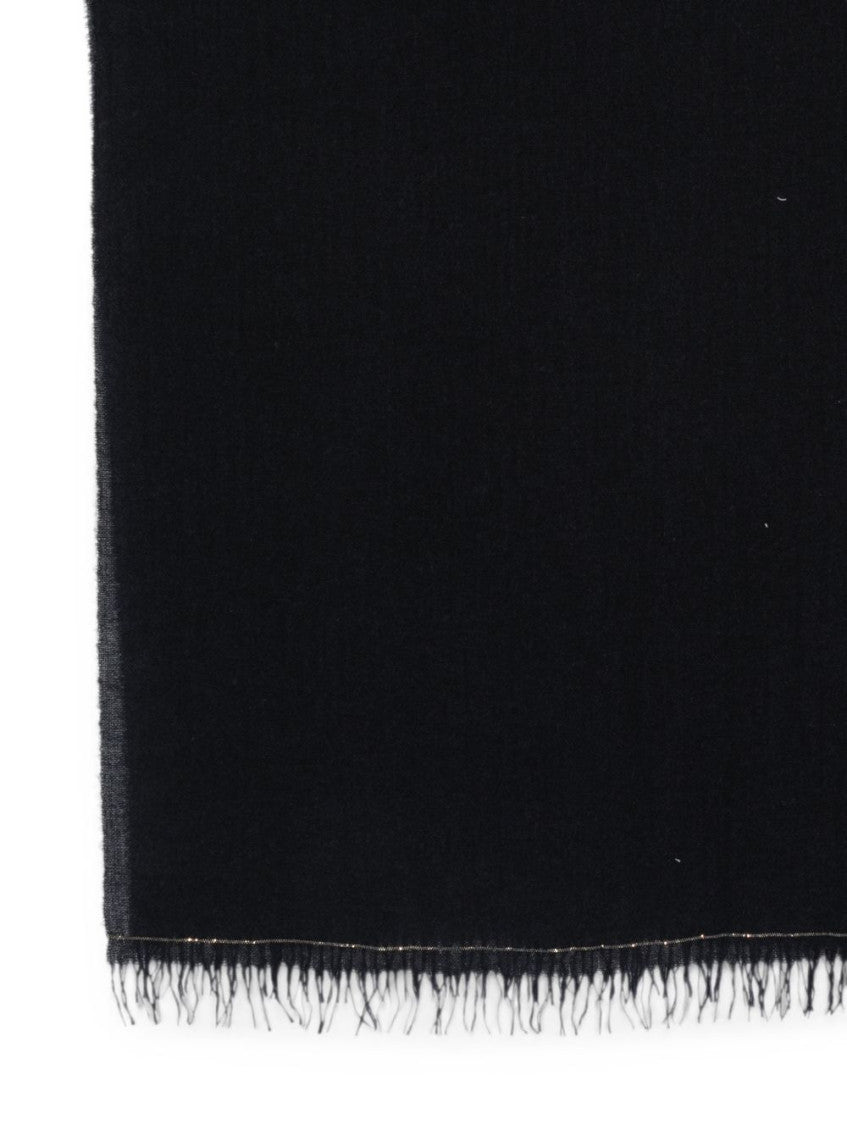 Navy Blue Wool Solid Scarf 2