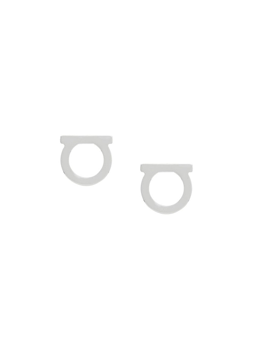 Silver Gancini Logo Stud Earrings 1