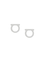 Silver Gancini Logo Stud Earrings 1