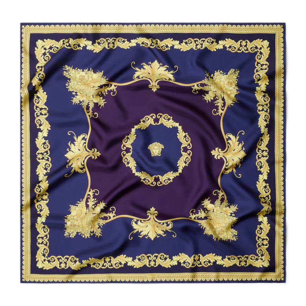 Navy Blue Barocco Printed Scarf 1