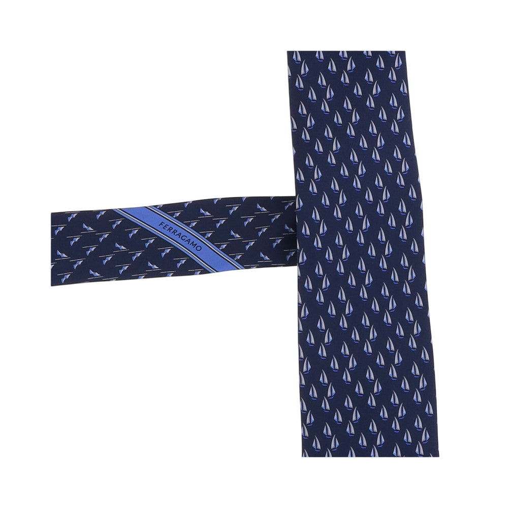Blue Sailboat Graphic Tie 3