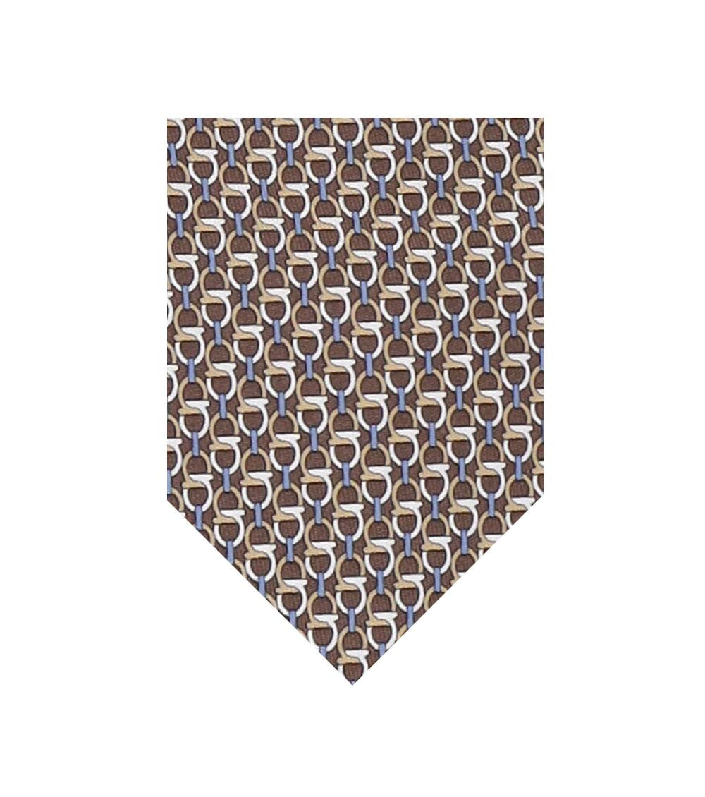 Brown Gancini Logo Tie 1