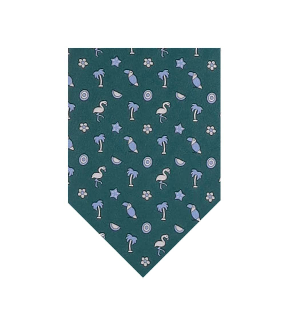 Green Tropical Printed Tie 1
