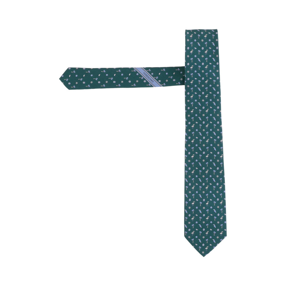 Green Tropical Printed Tie 2