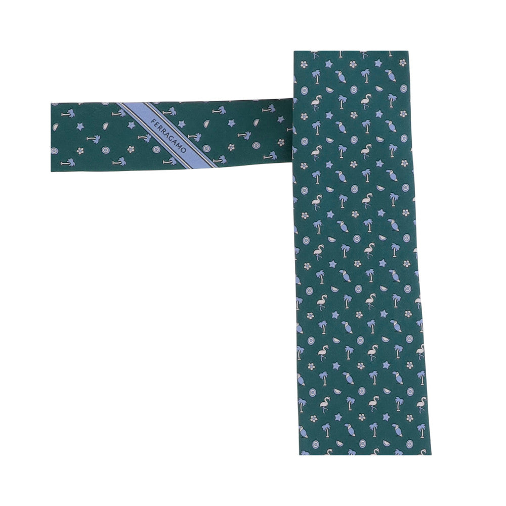 Green Tropical Printed Tie 3