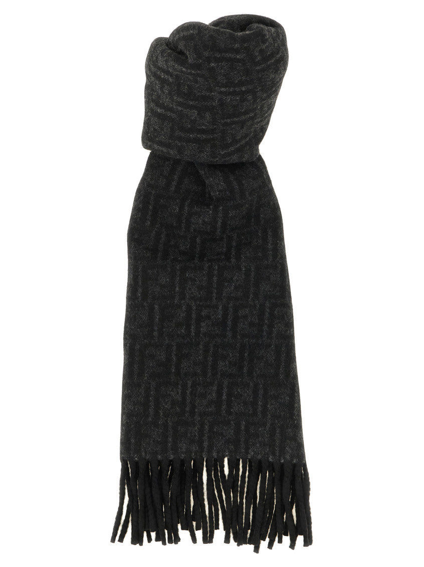 Black Jacquard Logo Scarf 2