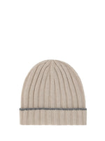 Beige Ribbed Knitted Beanie Cap 1