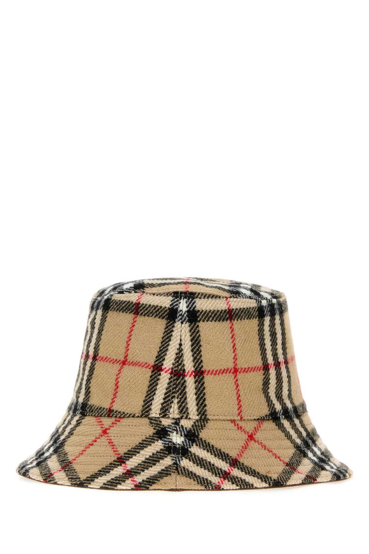 Beige Signature Checks Bucket Hat 2