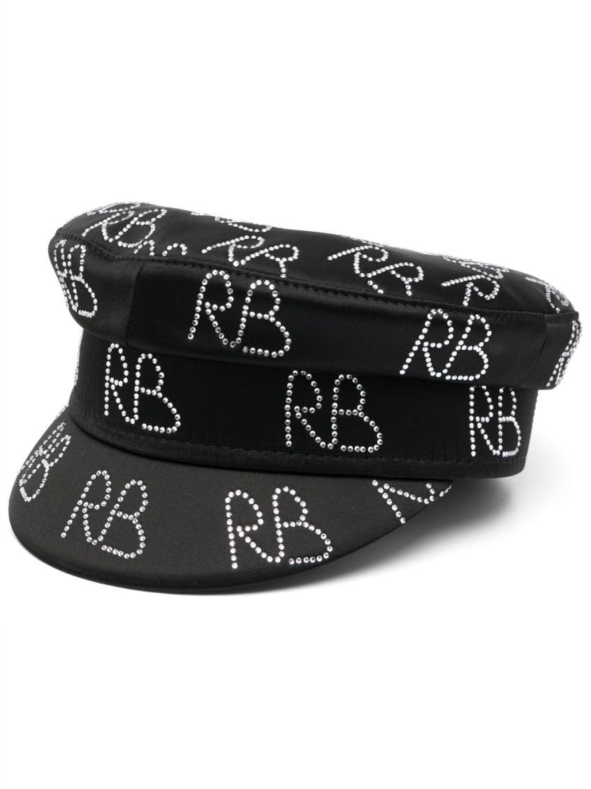 Black Baker Boy logo strass hat 1