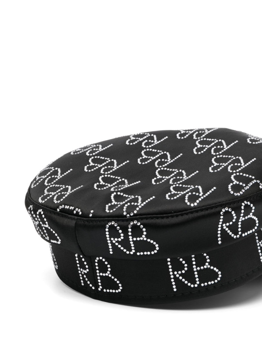 Black Baker Boy logo strass hat 2
