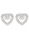 Silver Crystal Heart Stud Earrings 1