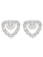 Silver Crystal Heart Stud Earrings 1
