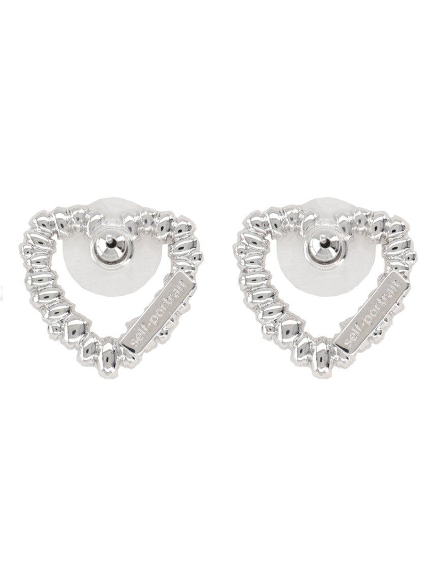 Silver Crystal Heart Stud Earrings 2