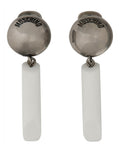 White Logo Drop Earrings 1