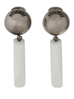 White Logo Drop Earrings 1