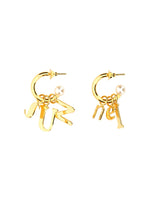Golden Logo Dangler Earrings 1