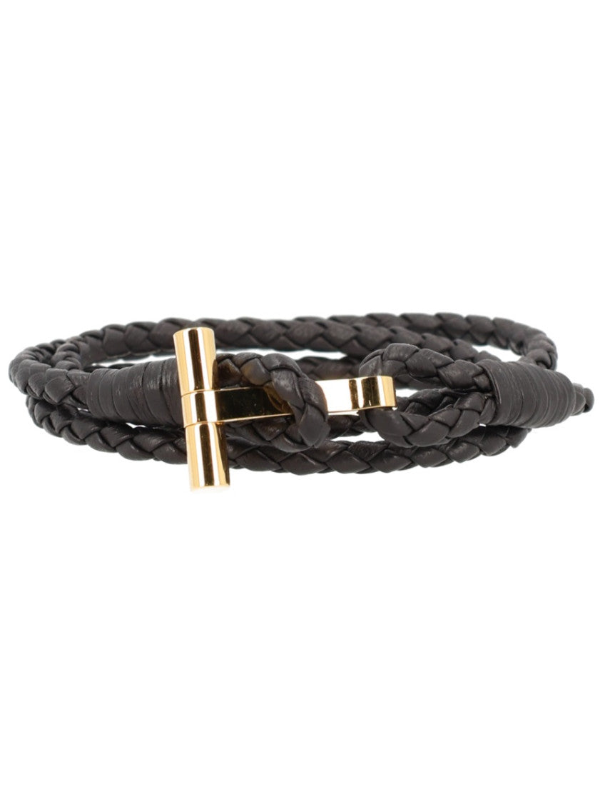 Dark Brown Braided Leather Bracelet 1