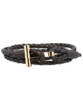 Dark Brown Braided Leather Bracelet 1