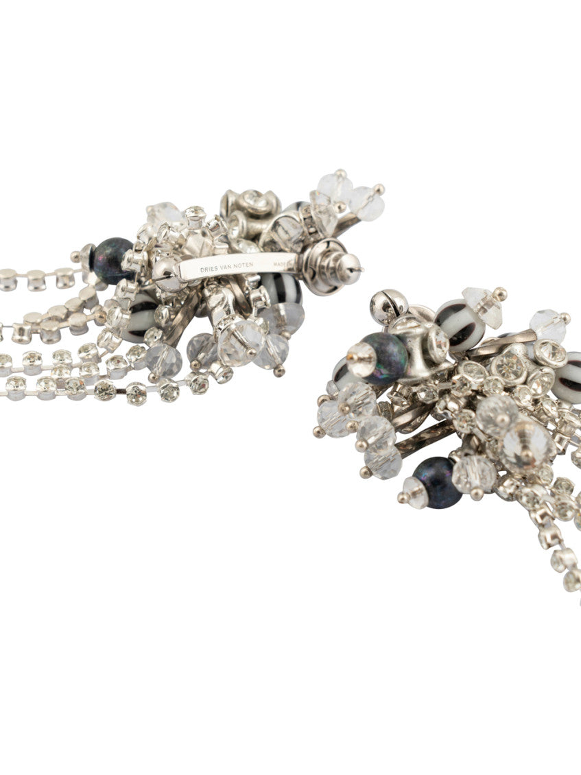 Black Silver Embellished Dangler Earrings 2