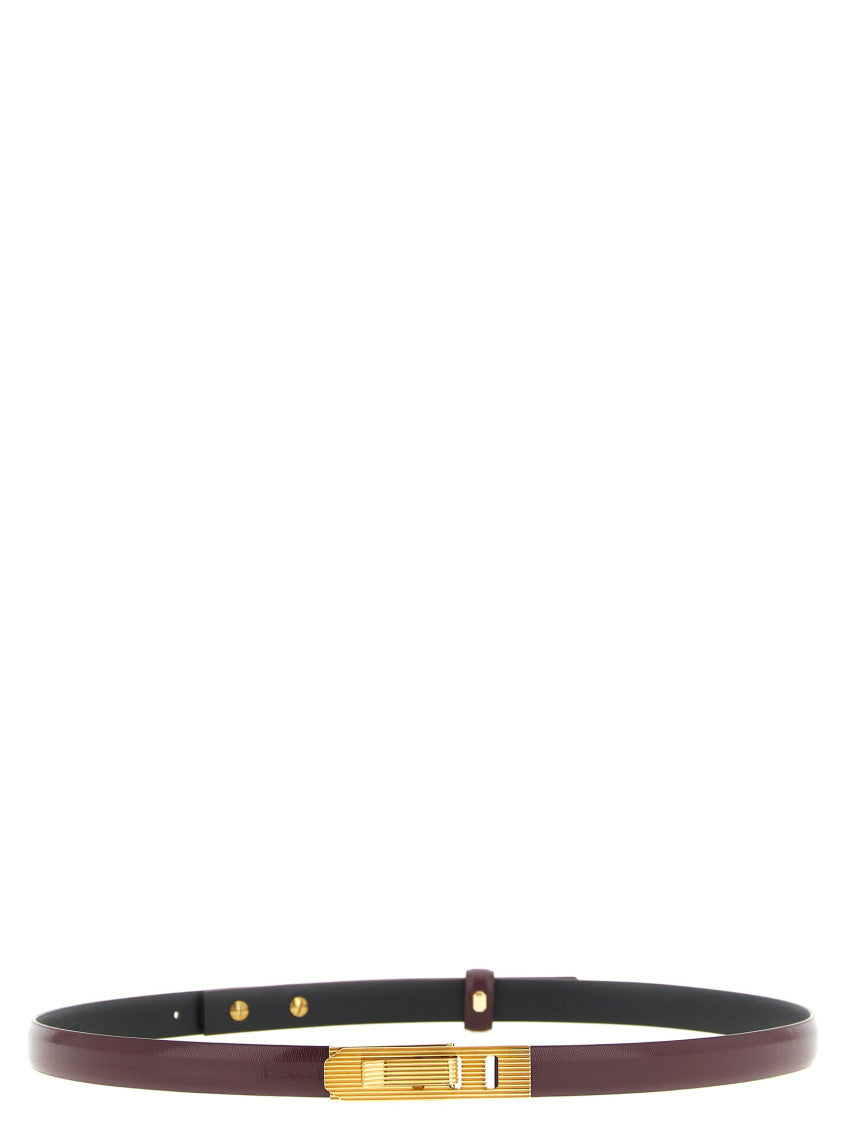 Maroon Striped Buckle Belt 1