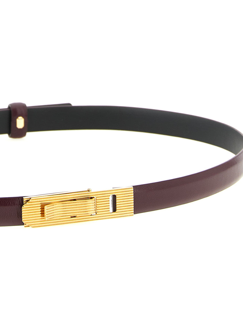Maroon Striped Buckle Belt 3