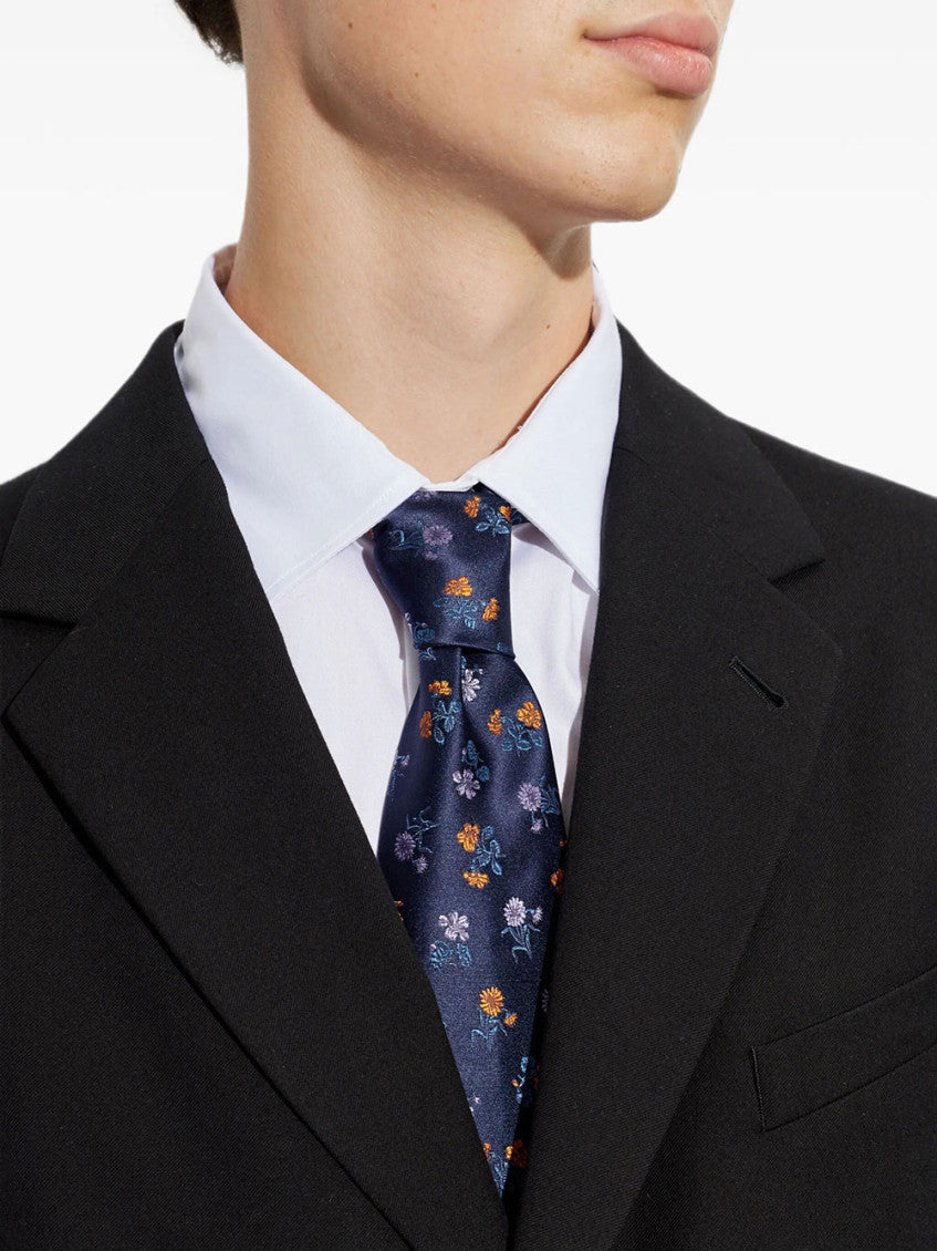 Navy Blue Floral Tie 2
