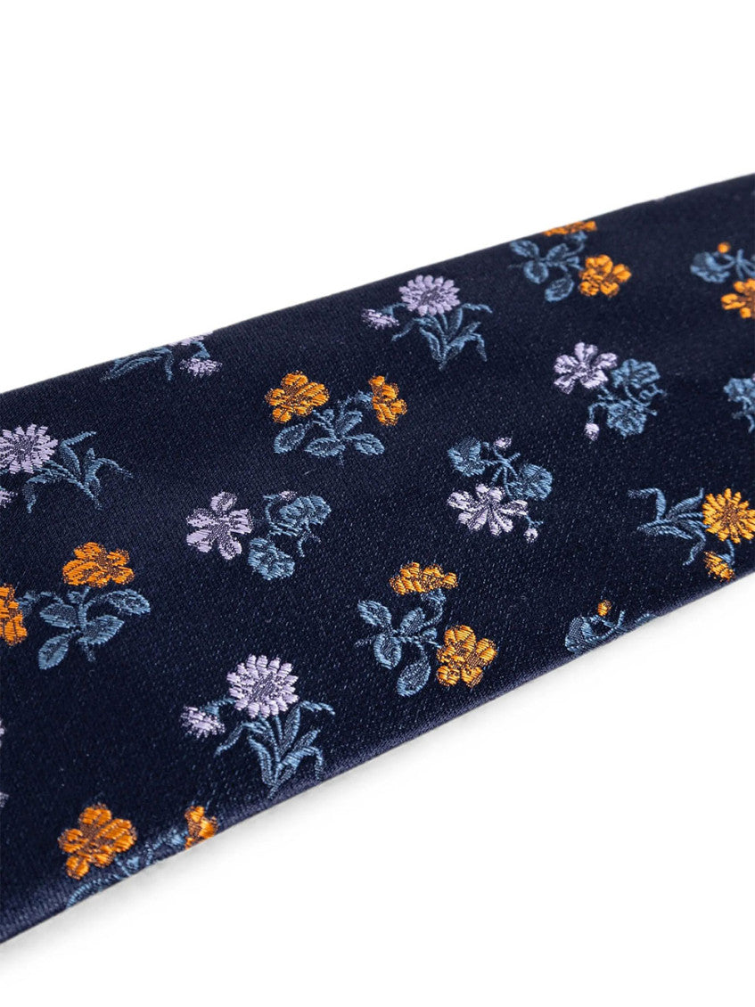 Navy Blue Floral Tie 3