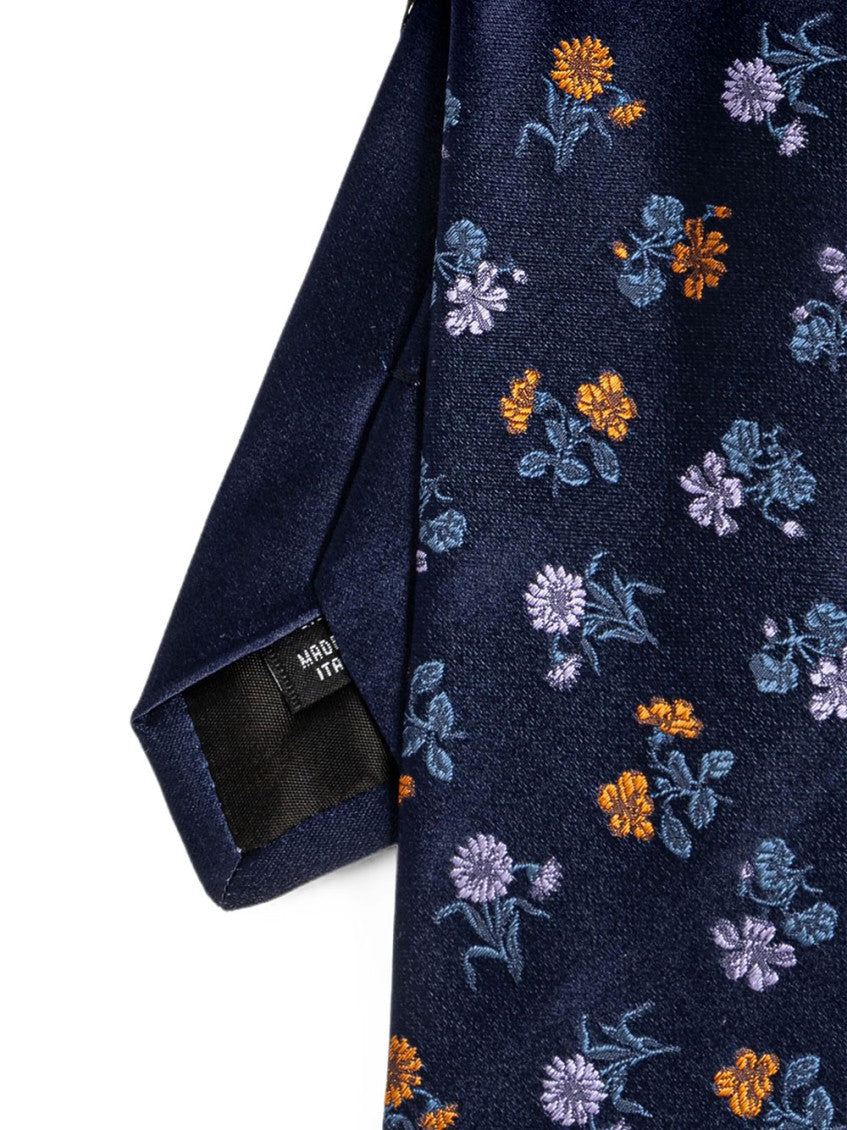 Navy Blue Floral Tie 4