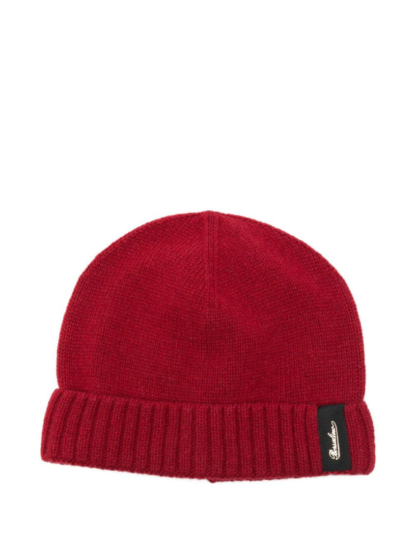 Red Textured Logo Beanie Cap 1