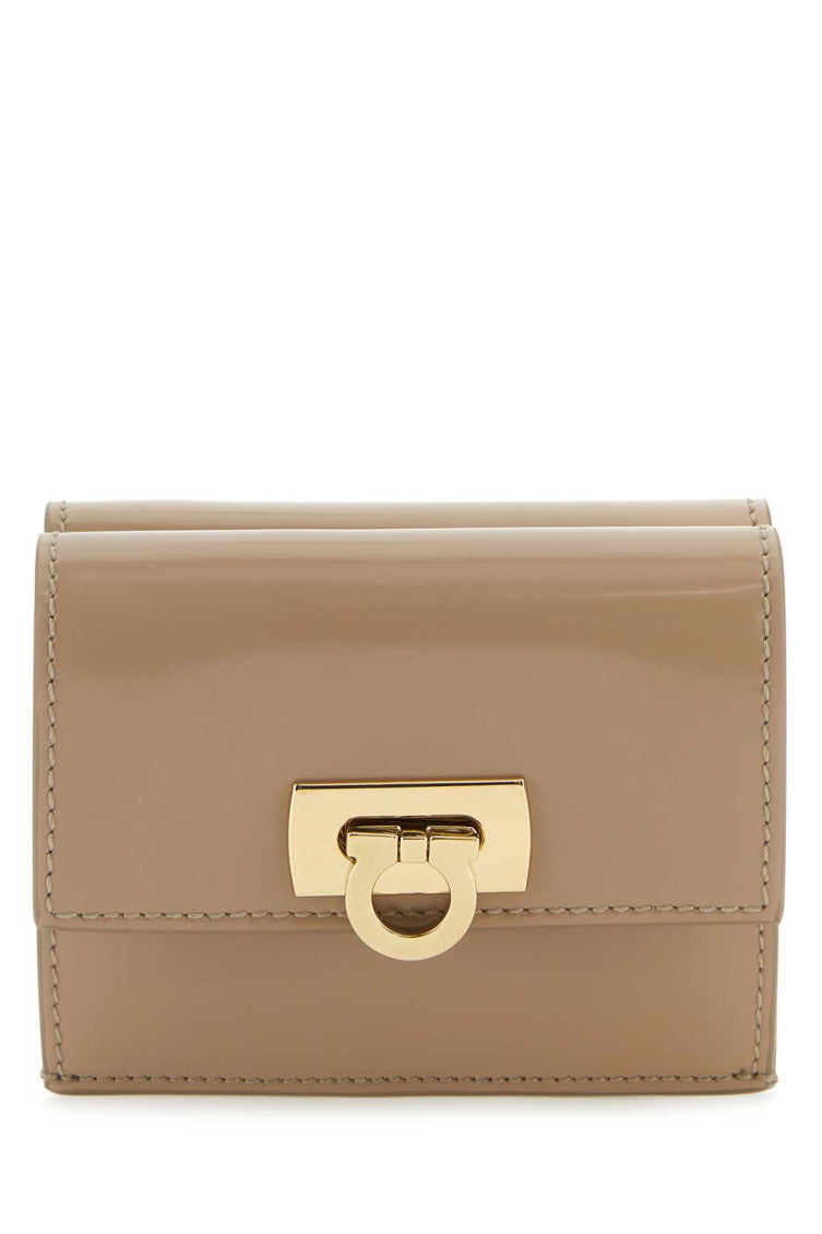 Beige Golden Logo Wallet 1