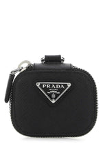 Black Logo Textured Air Pods Cover 1