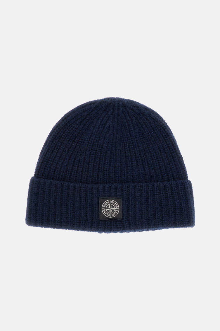 Dark Blue Logo Patch Beanie Cap 1