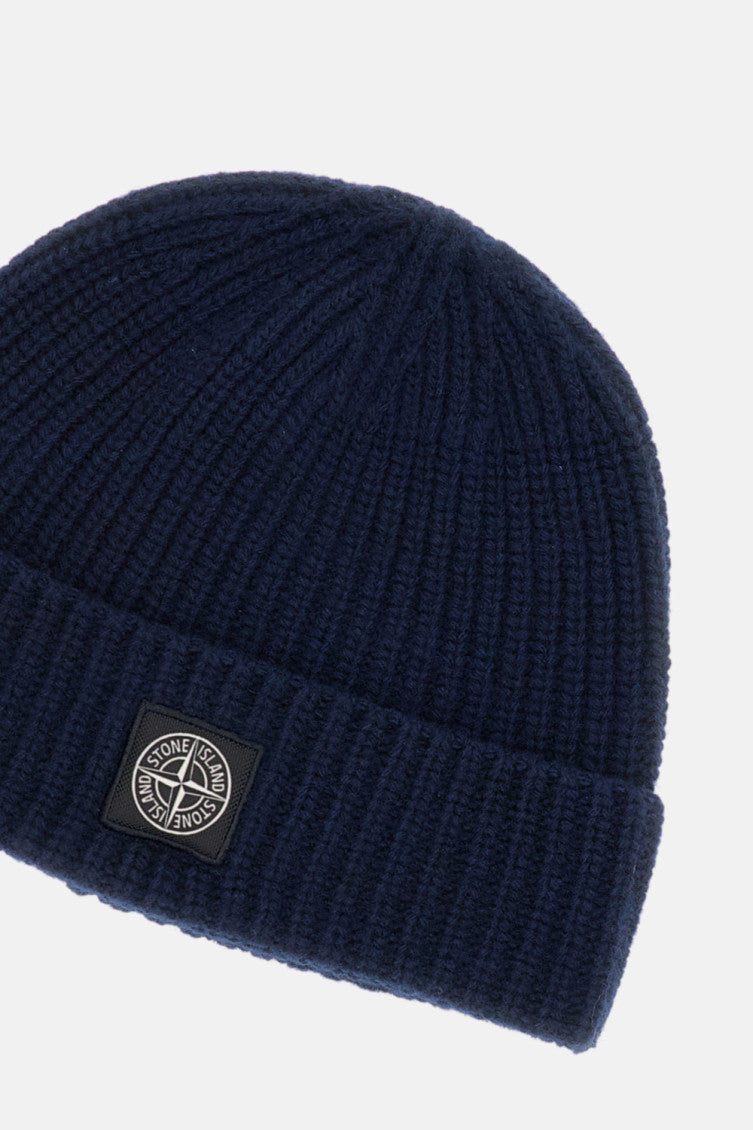Dark Blue Logo Patch Beanie Cap 2