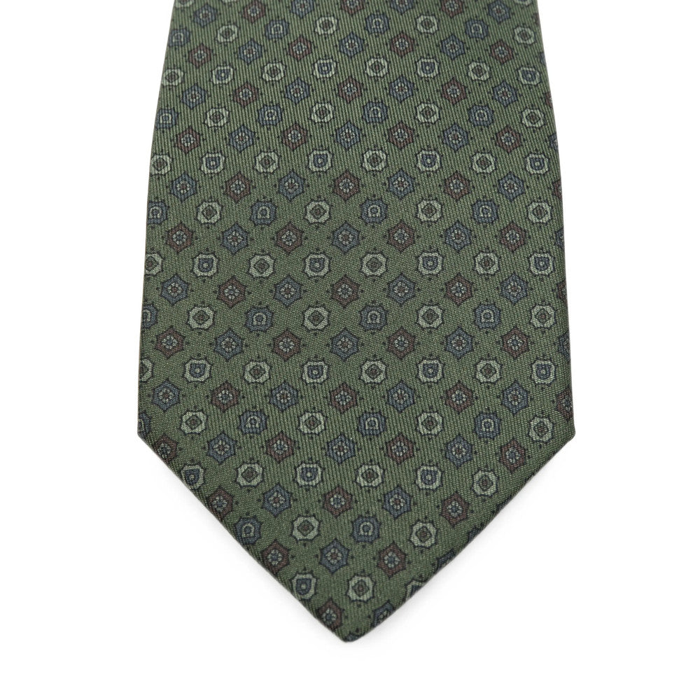Olive Geometric Pattern Tie 2