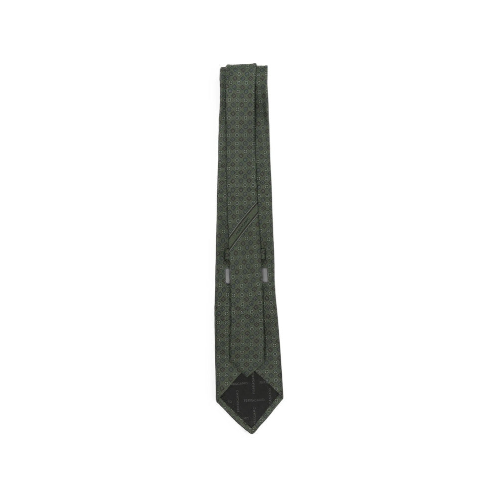 Olive Geometric Pattern Tie 3