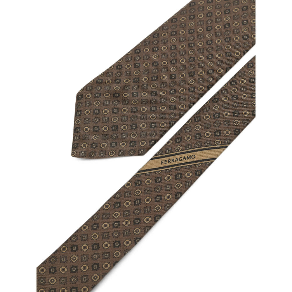 Brown Geometric Pattern Tie 3
