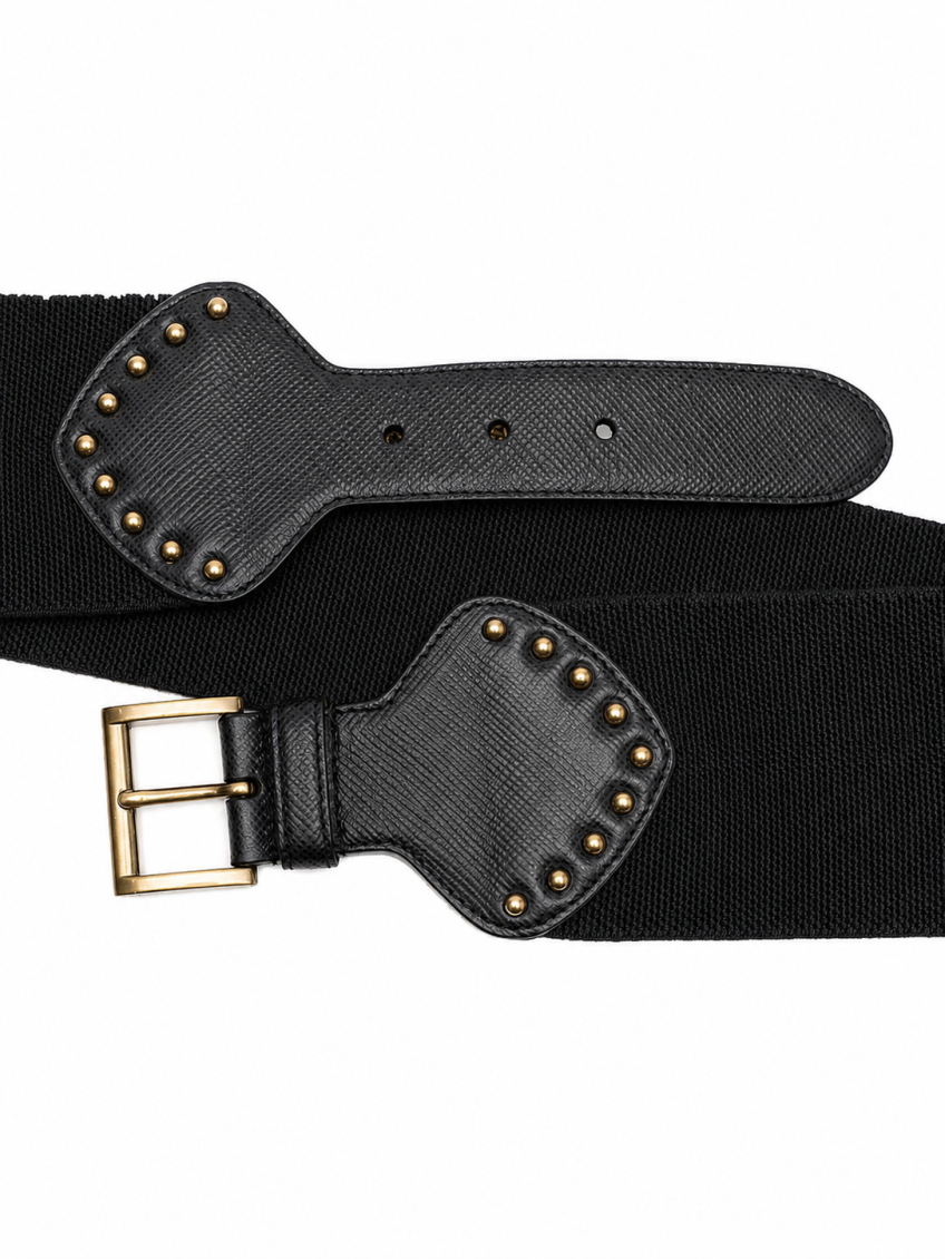 Black Solid  Embellished Belt 2