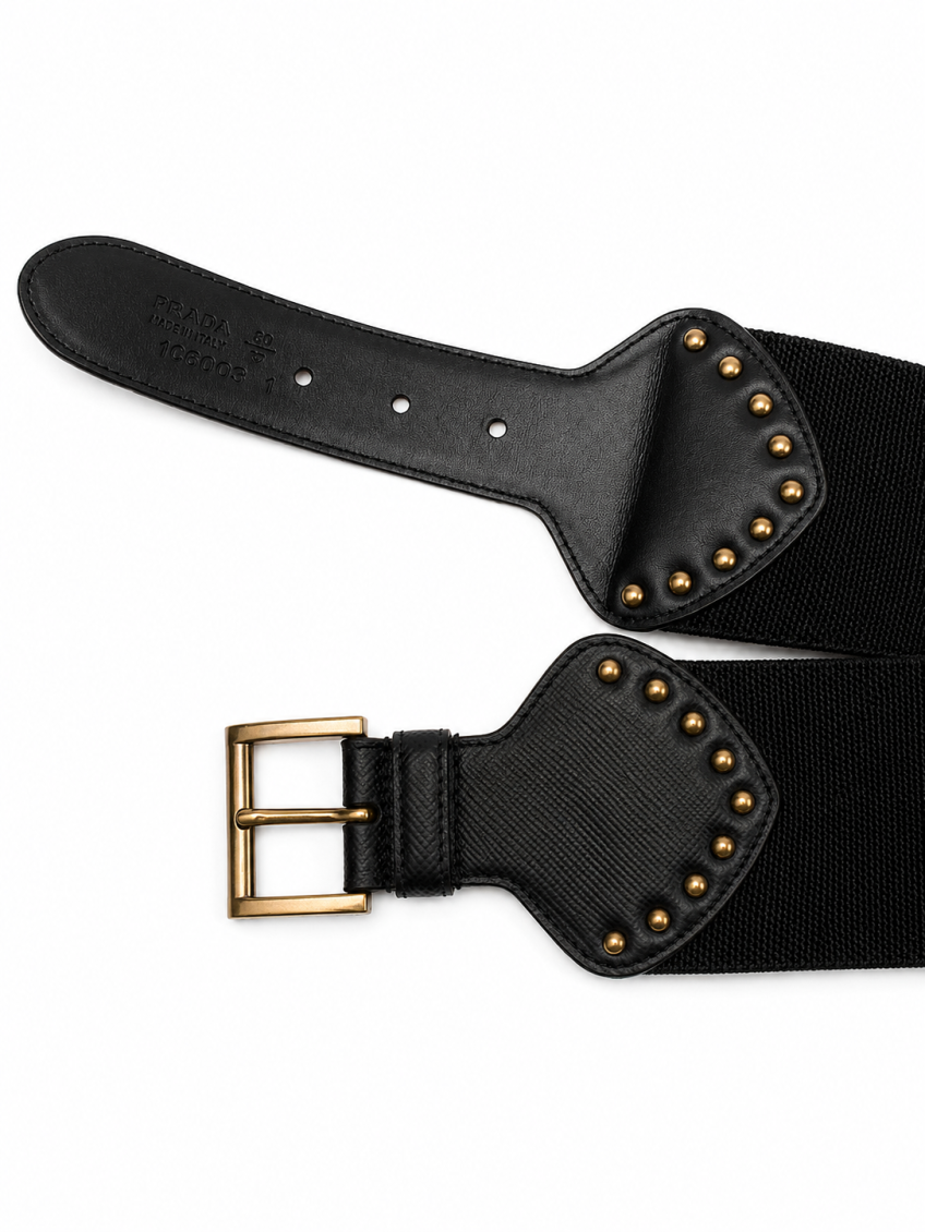 Black Solid  Embellished Belt 3